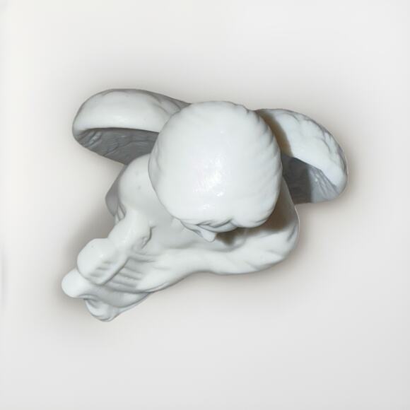Vintage Female Angel Playing Harp Figurine White Porcelain Decoration 5.75" - Picture 5 of 6